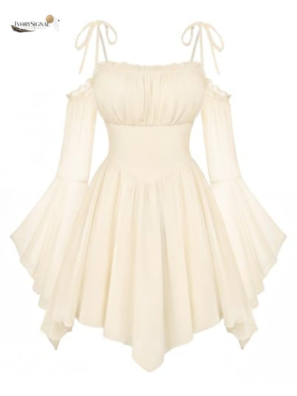 Renaissance Fairy Dress A Line Boho Corset Chiffon Bell Sleeve